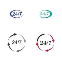 Öffnen Sie 24-7 Symbol Vektor Logo Vorlage Illustration Design