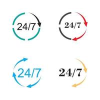 Öffnen Sie 24-7 Symbol Vektor Logo Vorlage Illustration Design