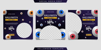 halloween sociala medier post försäljning mall design vektor