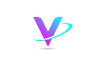 Rosa blaues V-Alphabet-Logo-Icon-Design mit Swoosh für Unternehmen und Unternehmen vektor