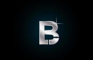 b silver metall alfabetet brev logotyp ikon för företag och företag med gnista design vektor