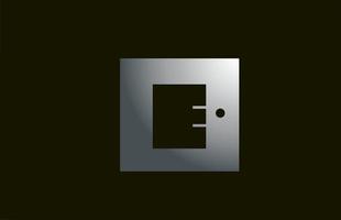 grå metall e alfabetet brev logotyp för företag och företag med fyrkantig design. metallisk mall för företagsidentitet vektor