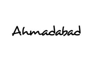ahmadabad stad handskriven ord text hand bokstäver. kalligrafi text. typografi i svart färg vektor