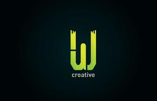 kreativ w grön bokstav alfabetet logotyp ikon design för företag och företag vektor