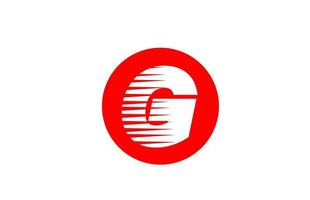 Alphabet Buchstaben Logo g Symbol für Unternehmen und Unternehmen. einfaches Icon-Design für Corporate Identity mit Linienstreifen und rotem Kreis vektor