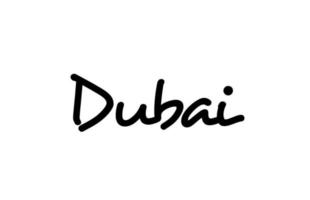 dubai city handskriven ord text hand bokstäver. kalligrafi text. typografi i svart färg vektor