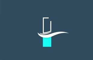 Ich blau weißes Alphabet Buchstaben Logo Symbol für Unternehmen mit Swoosh Design vektor