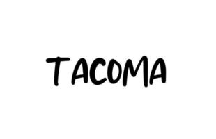 Tacoma City handschriftliche Typografie Worttext Hand Schriftzug. moderner kalligraphietext. schwarze Farbe vektor