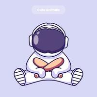 söt astronaut tecknad vektor ikon illustration
