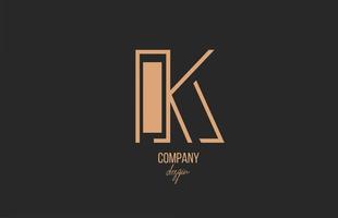 k brev logotyp alfabetikon med blommig vintage design i brunt svart för företag och företag vektor
