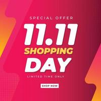 11 11 Singles Shopping Day Banner-Vorlage. Feiern des Online-Shoppings vektor