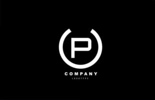 p vit och svart bokstav logotyp alfabetet ikon design för företag och företag vektor