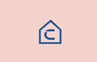 blaues rosa c Alphabet Buchstaben-Logo-Symbol für Unternehmen und Unternehmen mit Hausdesign vektor