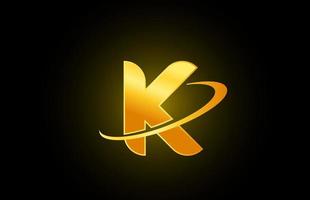 k Alphabet-Buchstaben-Logo-Symbol für Unternehmen und Unternehmen mit goldenem Design vektor