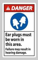 In diesem Bereich müssen Ohrstöpsel mit Warnhinweisen getragen werden, ein Versagen kann zu Gehörschäden führen vektor
