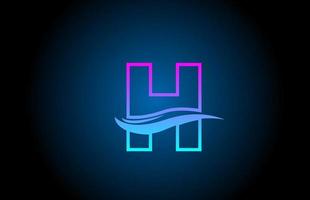 h blaues und rosa Alphabet-Logo-Symbol für Unternehmen und Unternehmen mit einfachem Liniendesign vektor