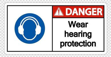 Gefahr tragen Gehörschutz auf transparentem Hintergrund vektor