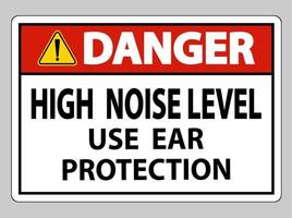Gefahrenzeichen hoher Geräuschpegel Gehörschutz auf weißem Hintergrund verwenden vektor