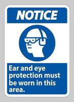 märkskylt öron- och ögonskydd måste bäras i detta område vektor