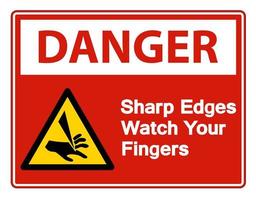 Gefahr scharfe Kanten beobachten Sie Ihr Fingersymbol vektor