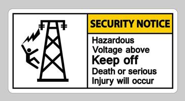 Sicherheitshinweis Gefährliche Spannung oben Halten Sie Tod oder schwere Verletzungen fern Symbolzeichen vektor