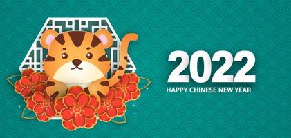 chinesisches neujahr 2022 jahr des tigerbanners. vektor