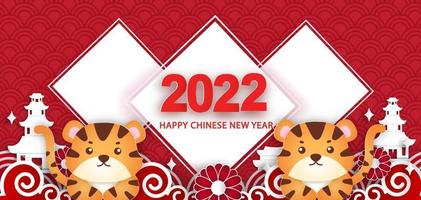 chinesisches neujahr 2022 jahr des tigerbanners. vektor