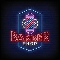 barber shop neonskyltar stil text vektor