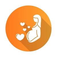 graviditetsvård orange platt design lång skugga glyph ikon vektor