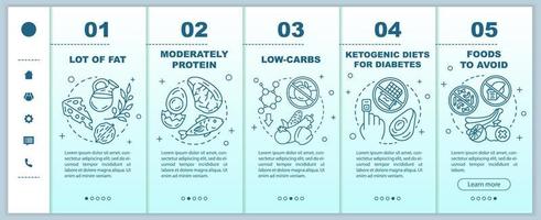 keto diet onboarding mallar för mobila webbsidor vektor