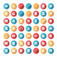 Notardienste flaches Design lange Schatten Glyphe Icons Set vektor