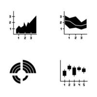 diagram och graf glyph ikoner set vektor