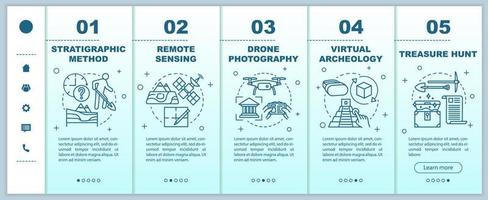 Archäologiemethoden Onboarding mobiler Webseiten Vektorvorlage vektor