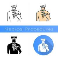 Physiotherapie-Symbol. professionelle medizinische Verfahren. Physiotherapie. Gesundheitspflege. Linderung von Rückenschmerzen. Reha nach Verletzungen. Elektrotherapie. flaches Design, lineare und Farbstile. isolierte vektorillustrationen vektor