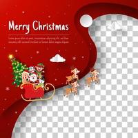 jullager vykort av jultomten och vänner på en släde med transparent bakgrund vektor