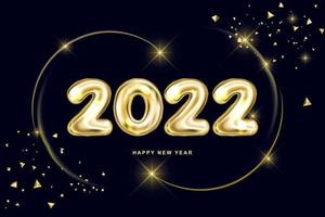 Nyårskort 2020 med gyllene siffror och gyllene ring med fe -damm. lämplig design för det nya året 2022 vektor
