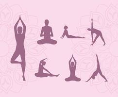 sieben Yogapositionen vektor