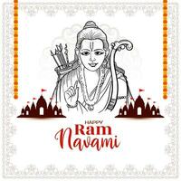 glücklich RAM Navami religiös Hindu Festival Karte mit Herr RAM Design vektor