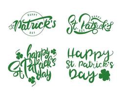 Bündel mit vier Happy St. Patricks Day Schriftzügen vektor