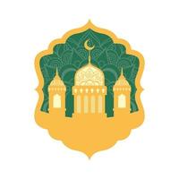 Ramadan Kareen Feierrahmen mit goldener Moschee vektor