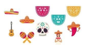 zehn mexikanische ikonen vektor