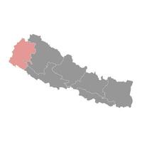 sudurpashchim provins Karta, administrativ division av nepal. vektor illustration.