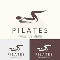 abstrakt Pilates Logo, Yoga Identität Körper Balance Vektor Monoline Design Vorlage. Wellness Lebensstil