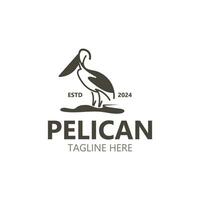 Pelikan Vogel silhoutte Jahrgang Logo Vektor Illustration Vorlage Symbol Grafik Design