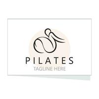 abstrakt Pilates Logo, Yoga Identität Körper Balance Vektor Monoline Design Vorlage. Wellness Lebensstil