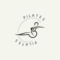 abstrakt Pilates Logo, Yoga Identität Körper Balance Vektor Monoline Design Vorlage. Wellness Lebensstil