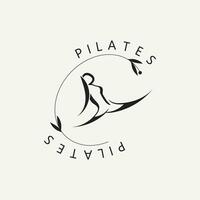 abstrakt pilates logotyp, yoga identitet kropp balans vektor monoline design mall. wellness livsstil