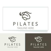 abstrakt Pilates Logo, Yoga Identität Körper Balance Vektor Monoline Design Vorlage. Wellness Lebensstil