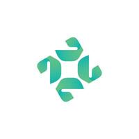 abstrakt Platz Zyklus Logo verdrehte Grün Vektor Design