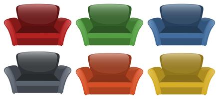 Sofa in sechs verschiedenen Farben vektor